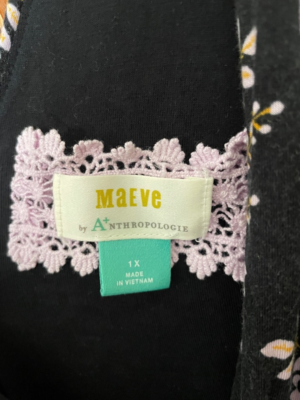 Maeve Anthropologie Black Floral Print Maxi Dress - Sleeveless V-Neck - Picture 3 of 3